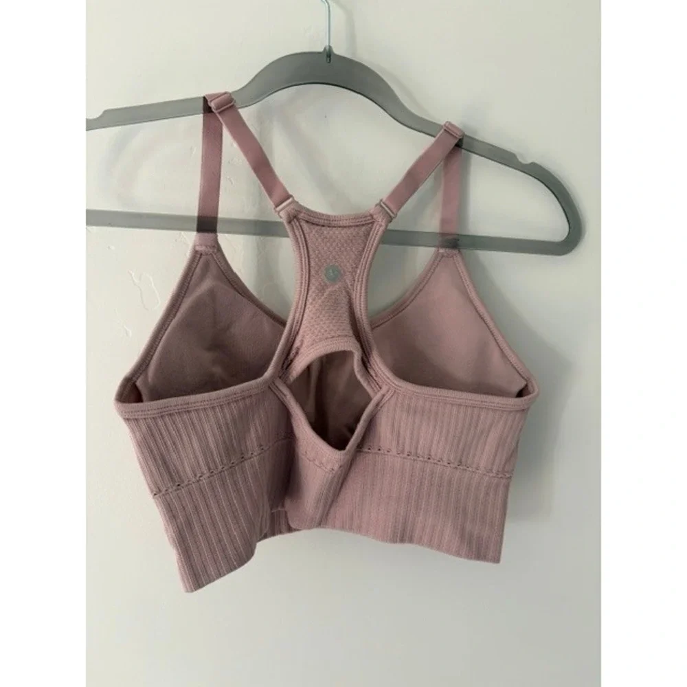 Lululemon Ebb to Street Bra Mauve Pink Seamless Racerback Adjustable Straps